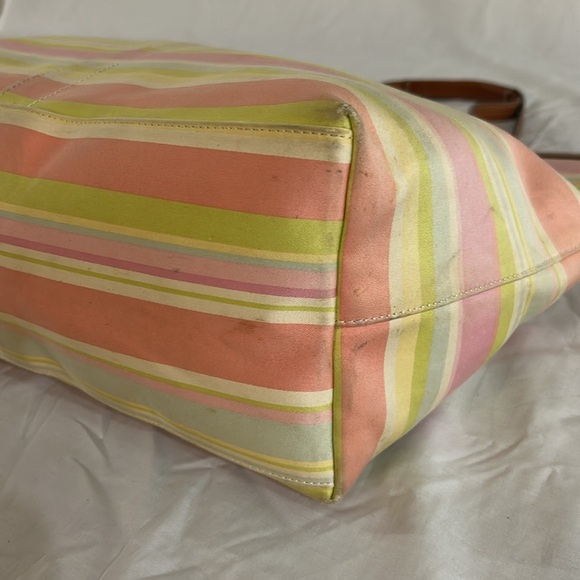 COACH Y2K Hampton Colorful Pastel Rainbow Striped Tote Bag Spring Summer F13553 - Picture 6 of 11